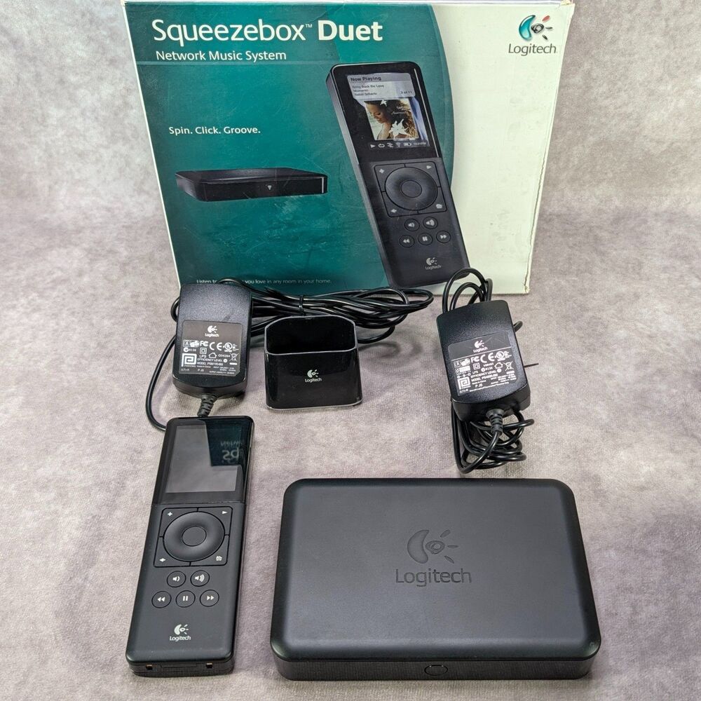 Logitech Squeezebox Duet Network Music System Wi-Fi Receiver Remote Power Supply